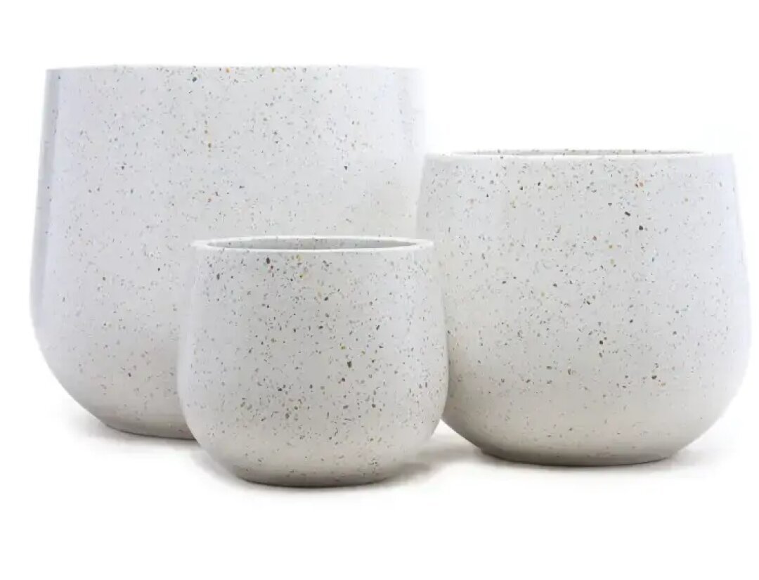 Tulip set of three terrazzo pots